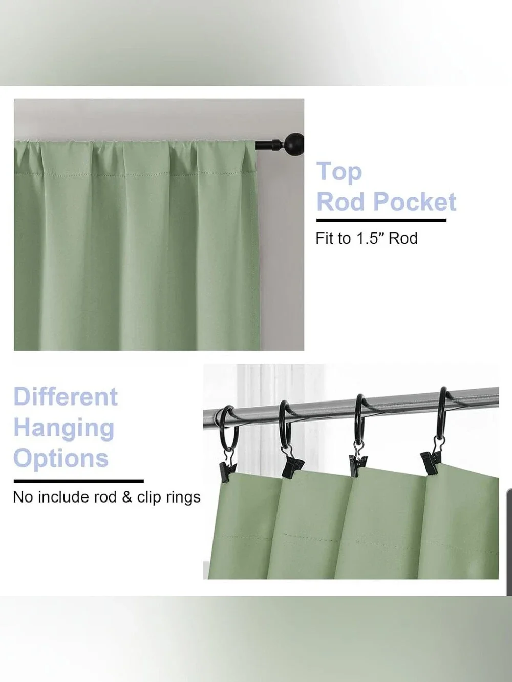 Home Accents Sage Green Blackout Curtain Panels - Set of 2 Size 40x63